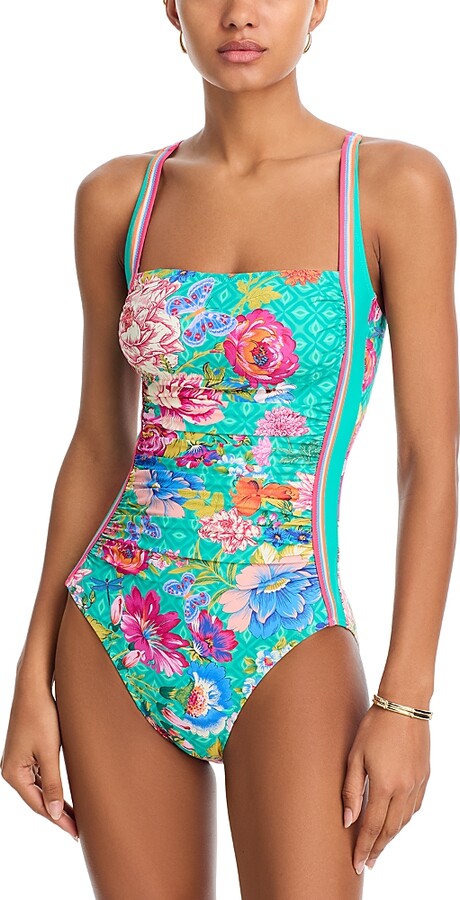 Johnny Was Marilyn Ruched One Piece Swimsuit