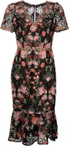Thumbnail for your product : Marchesa Notte Rose-Embroidered Lace Midi Dress