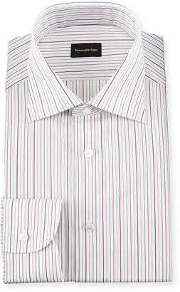 Ermenegildo Zegna Multi-Stripe Woven Dress Shirt, Open White Pattern