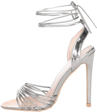 Silver Heeled Sandals | Shop the world's largest collection of fashion |  ShopStyle UK