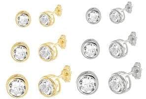 Lord & Taylor Six-Pair Graduated Round Crystal Stud Earrings