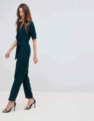 ASOS Tall DESIGN Tall Wrap Jumpsuit with Self Belt