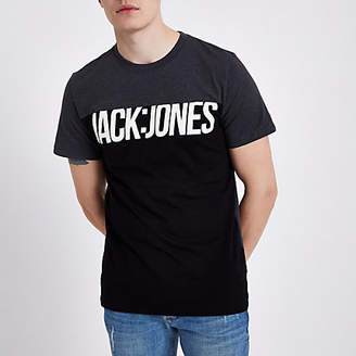 River Island Jack and Jones Core grey blocked T-shirt
