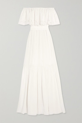 Temperley London Felicity Off-the-shoulder Lace-trimmed Silk Crepe De Chine Gown - Ivory