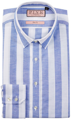 Thomas Pink Sutherland Slim Fit Stripe Dress Shirt