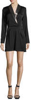 Thumbnail for your product : Alice + Olivia Kyrie Tuxedo Beaded-Collar Romper