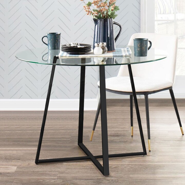 Round Glass Dining Table Black ShopStyle