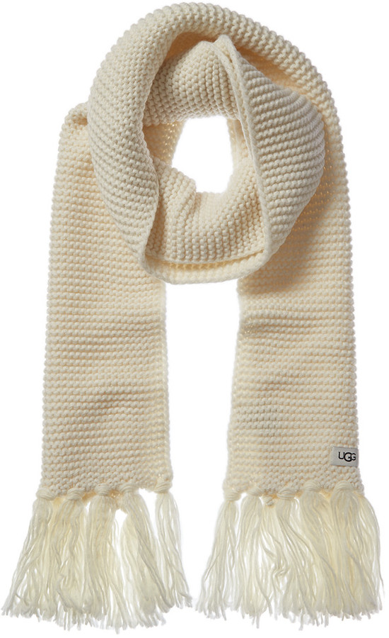 UGG Chunky Knit Wool-Blend Scarf With Fringe - ShopStyle Accessories