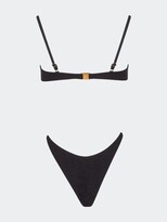Thumbnail for your product : Cliché Reborn Melissa Skinny Crop Top And V Front High Leg Hipster Bikini Set - Black