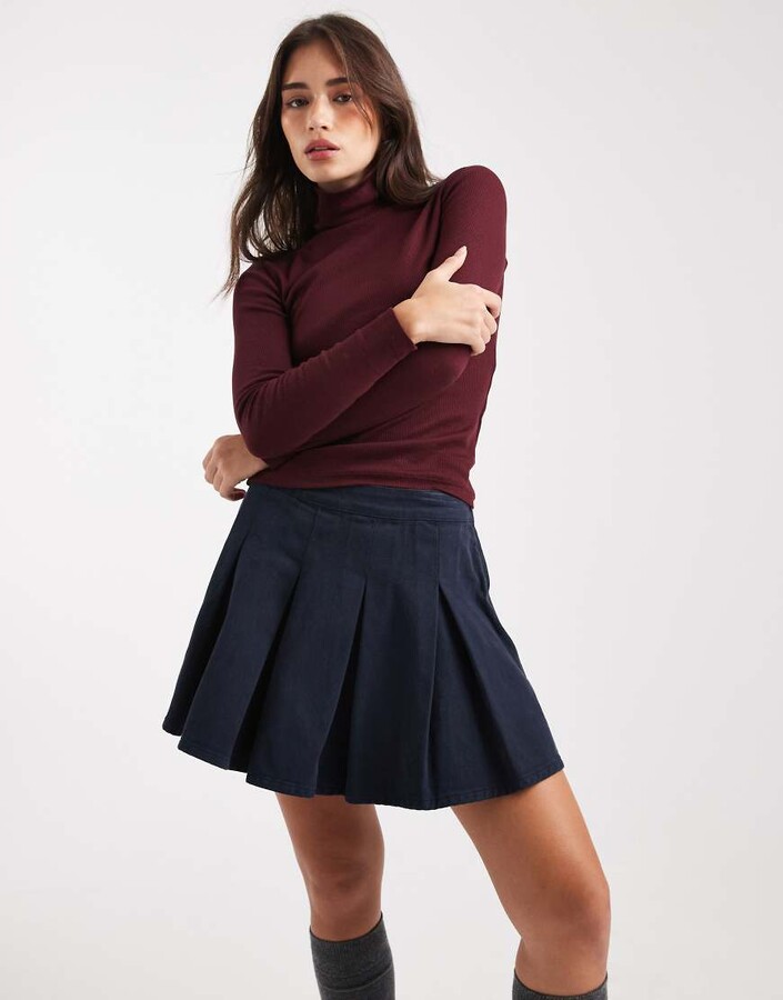 Miss Selfridge femme pleated mini skirt in navy wash - part of a set