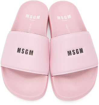 MSGM Pink Micro-Logo Pool Slides