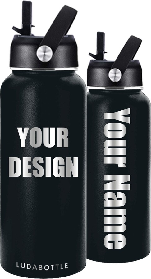 Floral Engraved Steel Water Bottles, Custom Reusable Water Bottle,  Personalized Floral Stainless Steel Insulated Drink Bottle 