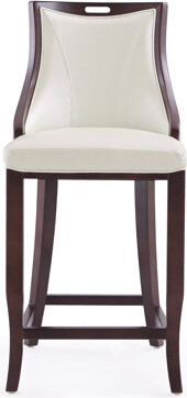 Manhattan Comfort Emperor Vegan Leather Upholstered Solid Wood Bar Stool