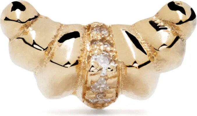 Lizzie Mandler Fine Jewelry 18kt yellow gold Croissant diamond stud earring