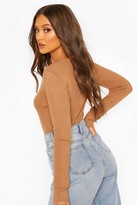 Thumbnail for your product : boohoo Rib Knit Long Sleeve Knitted Bodysuit