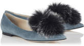 Thumbnail for your product : Jimmy Choo GALE FLAT Red Suede Pointy Toe Flats with Fox Fur