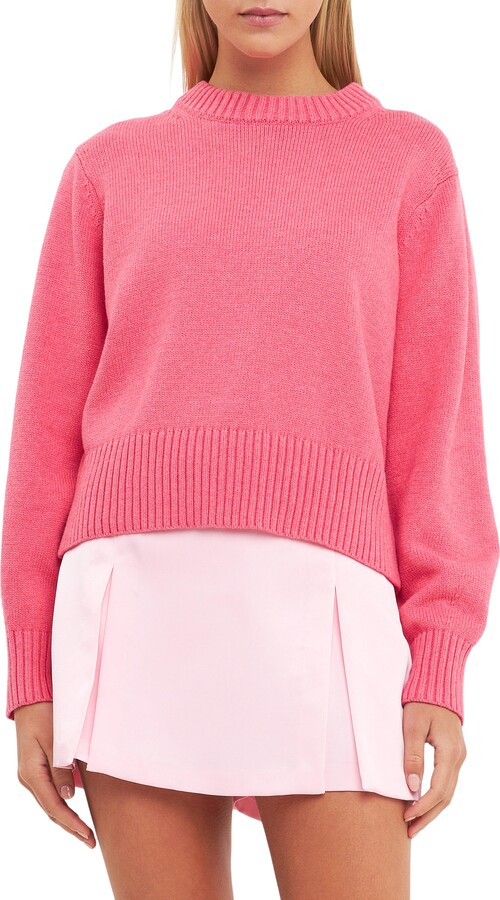 ENGLISH FACTORY Crewneck Cotton Blend Sweater