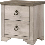 Mercer41 1Pc Contemporary 2-Drawer Storage Nightstand Metal Handle