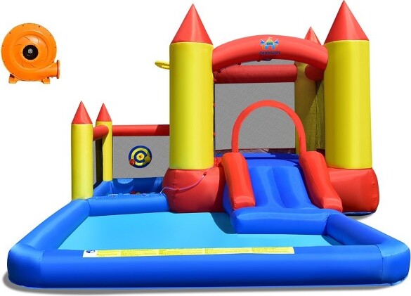 Gymax GymaxInflatableKidsBounceHouse&WaterSlideCastlew/480WBlowerMeshSafetyWallsforIndoor&Outdoor