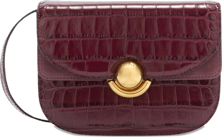Furla Sfera crocodile-embossed dome satchel