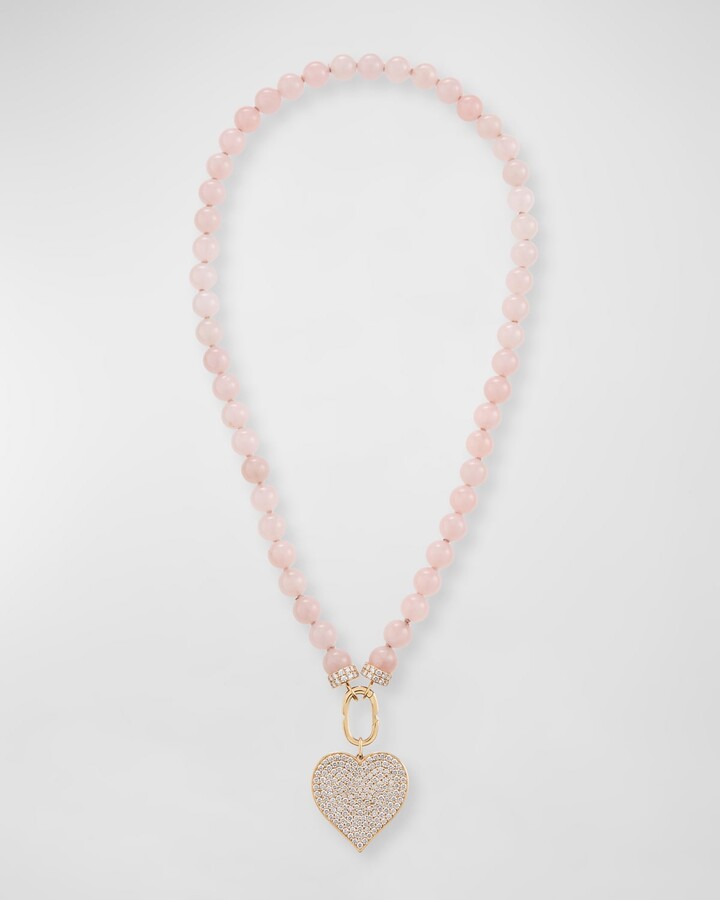 Sydney Evan 14k Rose Quartz Diamond Heart Charm Necklace ShopStyle
