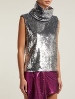 Thumbnail for your product : Halpern Sequinned Roll-neck Top - Silver