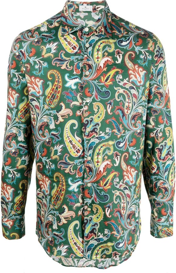 Mens Green Paisley Shirt | Shop The Largest Collection | ShopStyle