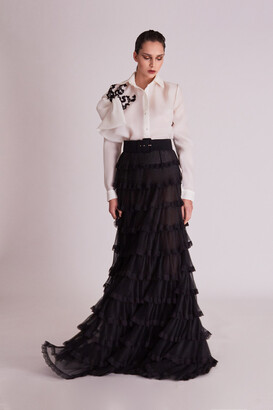 Gatti Nolli by Marwan Long Sleeve Blouse and Tiered Skirt