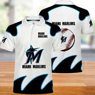 SryWj MLB Miami Marlins Polo Shirt Summer Men's Casual Short