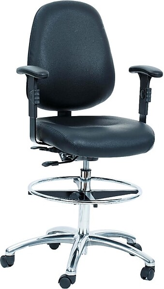 Brandt Industries Vinyl Lab Stool with Backrest and Lumbar Support (13420 Black)