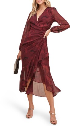 ASTR the Label Floral Print Long Sleeve Faux Wrap Dress