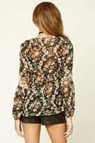 Thumbnail for your product : Forever 21 FOREVER 21+ Floral Chiffon Peasant Blouse