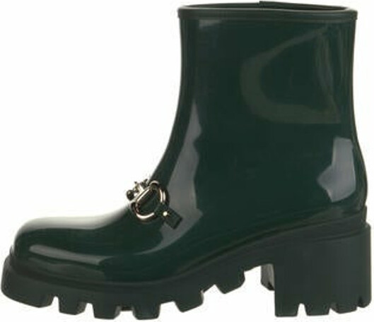 Women's ankle boot with Horsebit in Green Rubber