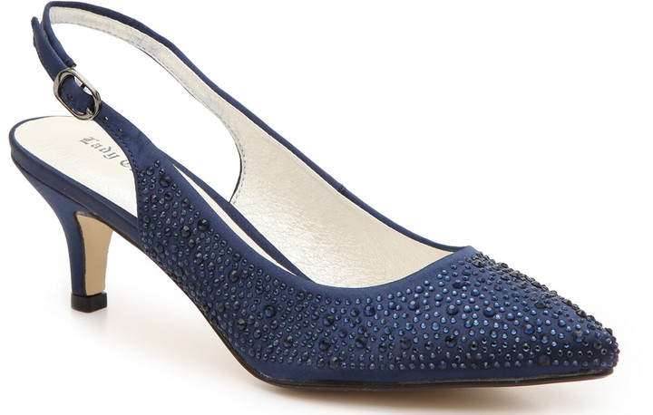 navy rhinestone heels