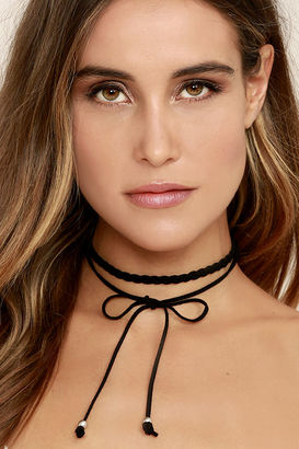 Lulus Everyday is a Winding Road Black Suede Layered Choker Necklace