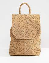 Thumbnail for your product : ASOS Suede Mini Leopard Print Backpack