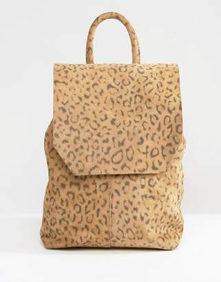 ASOS Suede Mini Leopard Print Backpack