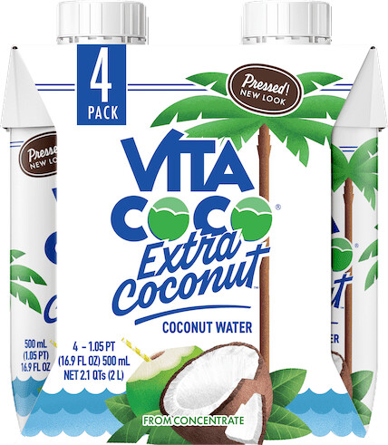 Vita Coco Pressed Coconut Water, Nutrients & Electrolytes Rich, Original, 16.9 fl oz Tetra, 4-Pack