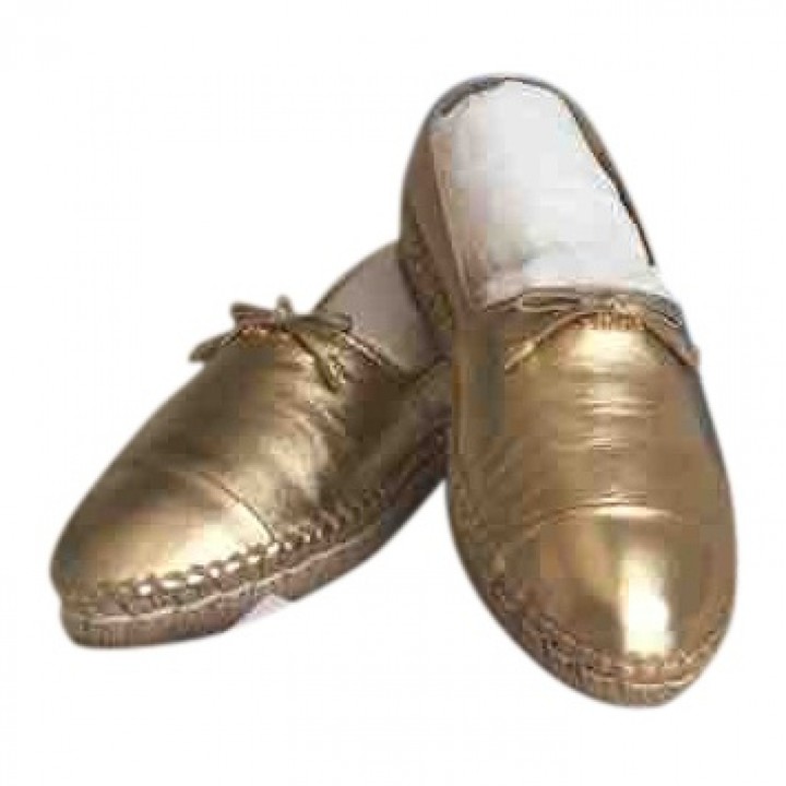 gold leather espadrilles