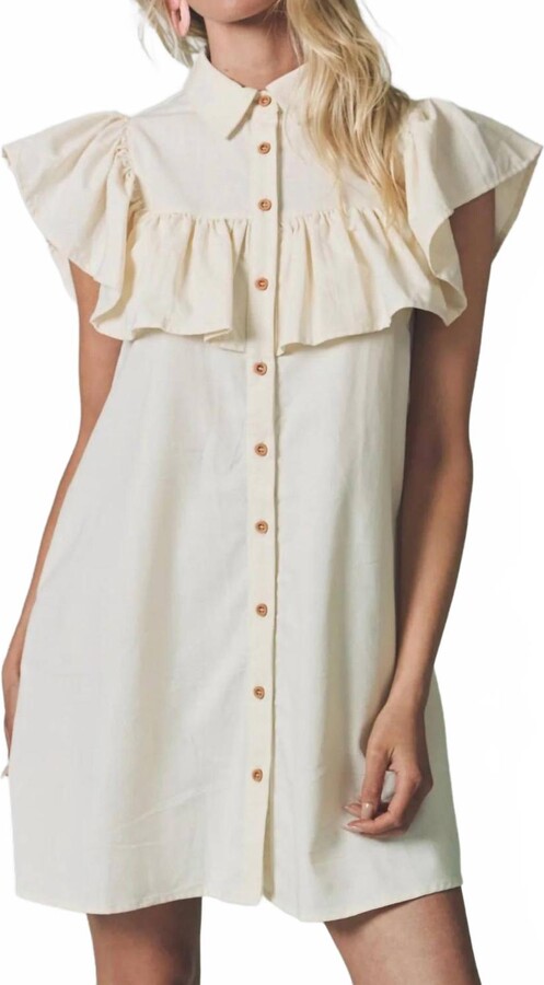 THE SHIRT Ayla Mini Dress In Ecru