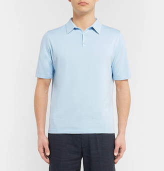 Sunspel Sea Island Cotton Polo Shirt - Men - Blue