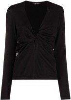 Thumbnail for your product : Tom Ford Plunge-Neck Twist-Detail Knitted Top