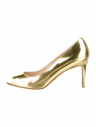Max Mara Patent Leather Pumps Gold - ShopStyle