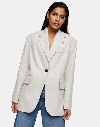 Topshop flannel blazer in gray - ShopStyle