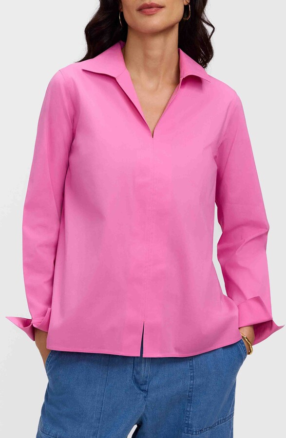 Foxcroft Agnes Cotton Blend Popover Top