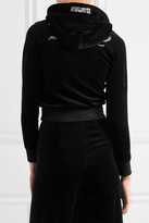Thumbnail for your product : Vetements Juicy Couture Embellished Cotton-blend Velour Hooded Top - Black