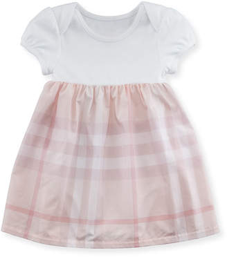 Burberry Cherrylina Cap-Sleeve Play Dress, White, Size 3-24 Months