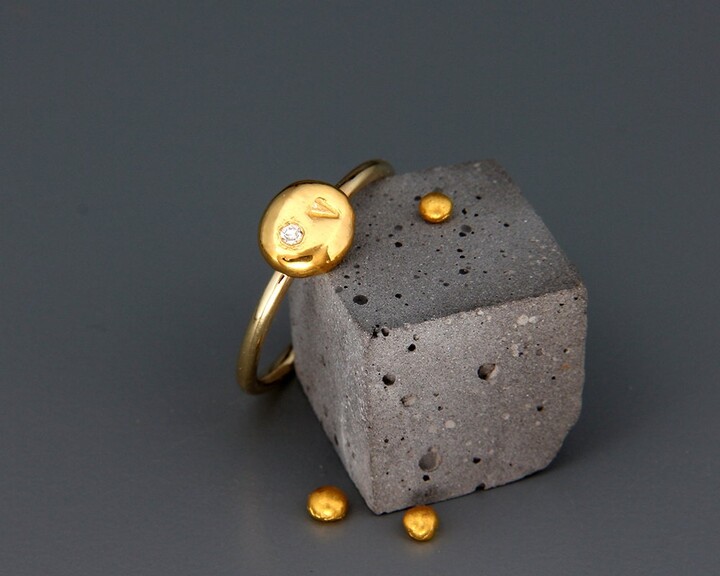 Personalized Organic 24K Gold Nugget & Diamond Ring | Handmade Solid Natural Set With A