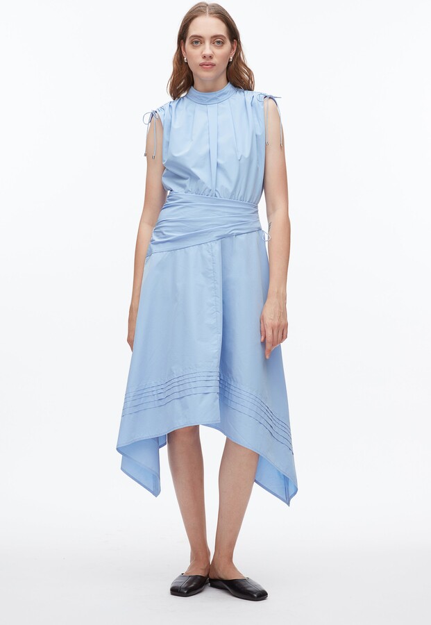 Ruched Handkerchief Dress in OXFORD BLUE