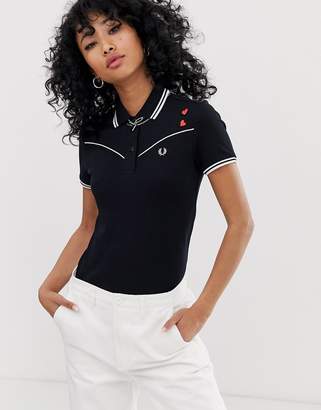 Fred Perry x Amy Winehouse Foundation embroidered heart polo-Black